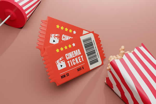 ticket para el cine con pochoclos