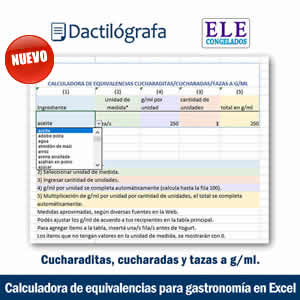 calculadora de equivalencias gastronómica